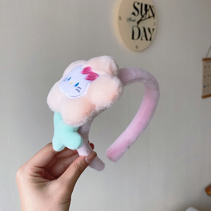 Băng đô cài tóc rửa mặt Vải Bông Họa Tiết Hoa Hướng Dương Hoạt Hình Dễ Thương