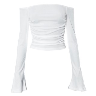 Áo Thun crop top Tay Dài Hở Vai Màu Trơn Thời Trang 2023 Dành Cho Nữ