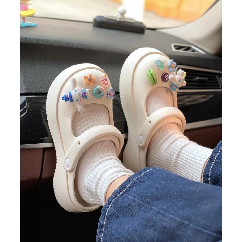 C-FOOT Dép cross cute nữ dép sục bánh mì chống trượt chống nước，Tạo hình Sanrio Cinnamoroll Dễ thương