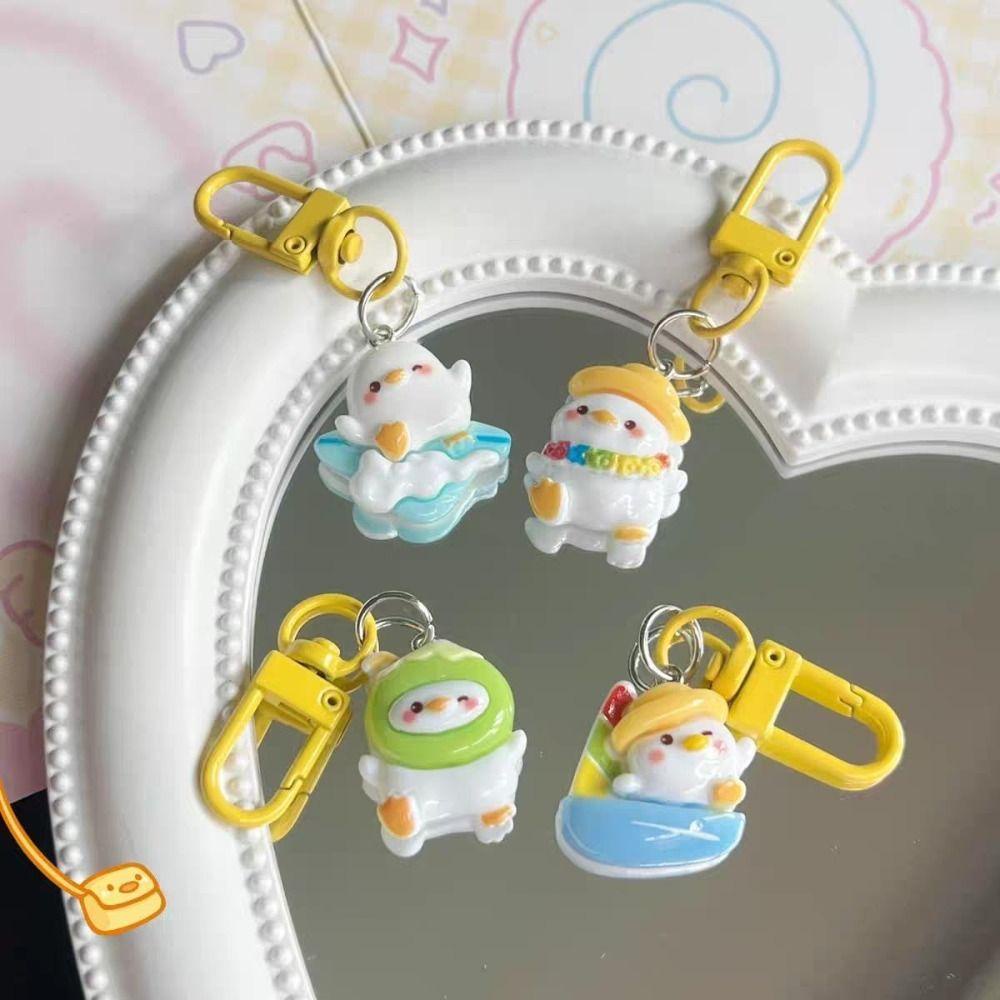 Mmluck duck Móc Chìa Khóa resin resin diy Hình Vịt Con Dễ Thương Kỳ Nghỉ Dành Cho Nam Và Nữ
