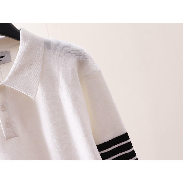 JE0I thom browne Autumn new men's four-bar striped color matching polo long-sleeved sweater top slim sweater fashion