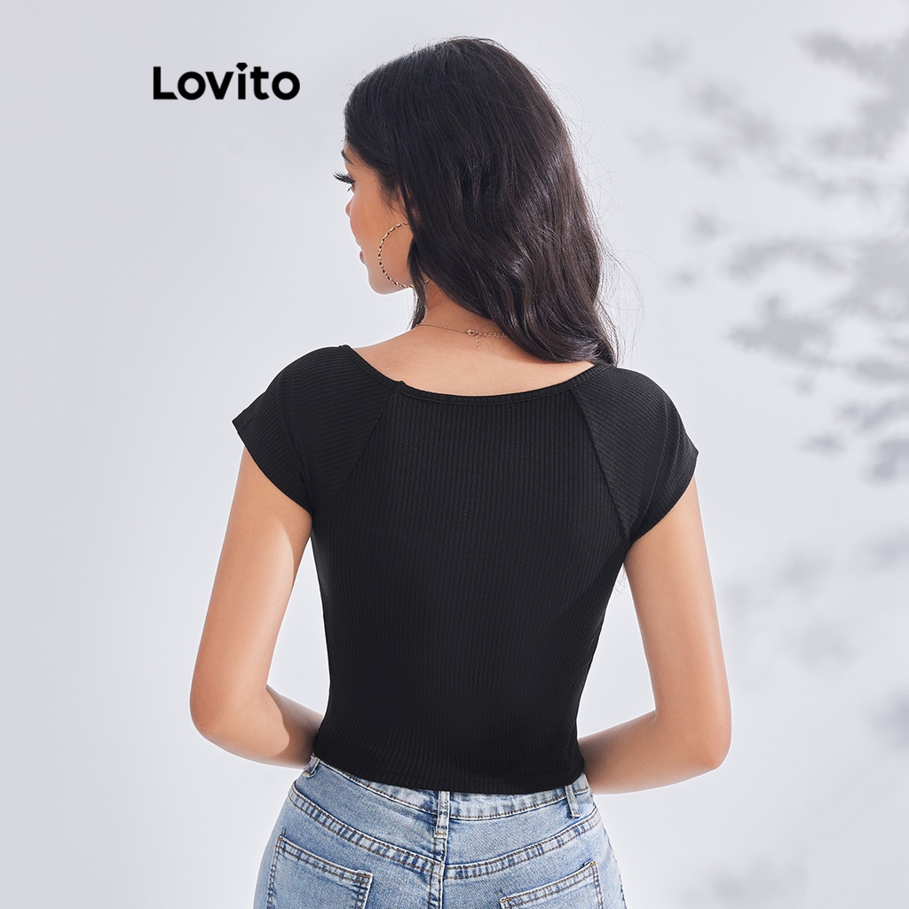 Áo thun Lovito cơ bản màu trơn thường ngày cho nữ LBE03081