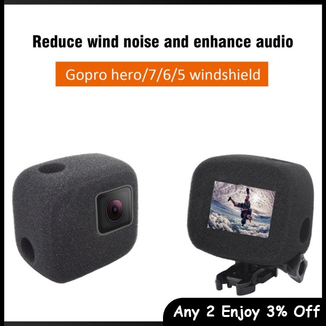 Zevaret Vỏ Xốp Chống Gió Chống Ồn Bảo Vệ camera gopro hero7 / 6 / 5
