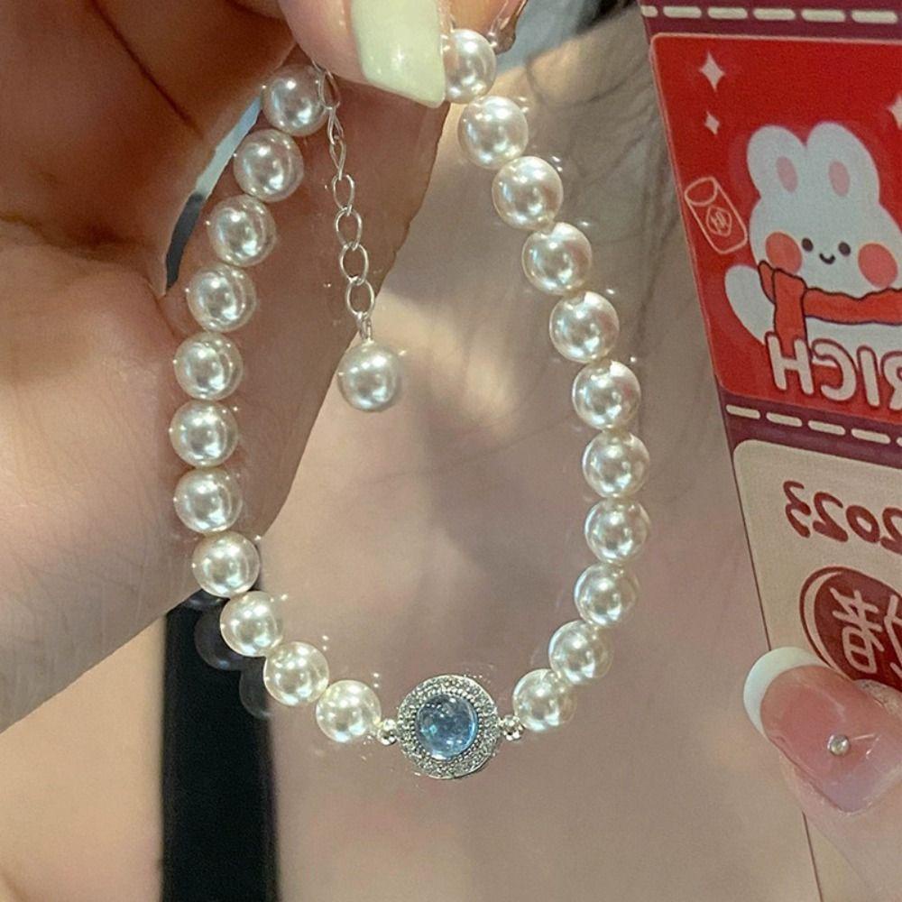 Thơm Vòng Cổ Vòng Tay Dây Xích Đôi Đính Đá Màu Xanh Dương Phong Cách Hàn Quốc Ngọt Ngào Dành Cho Cô Dâu