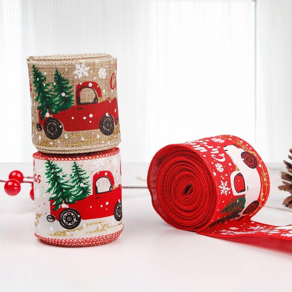 Cuộn Dây Ruy Băng Họa Tiết Xe Hơi Giáng Sinh Cổ Điển Viền Có Dây Dùng Gói Quà diy