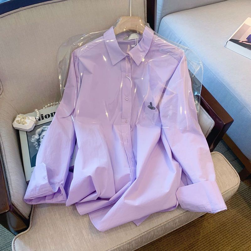 Áo Sơ Mi polo Màu Tím Thời Trang Xuân Hè 2023 Phong Cách Mới Cho Nữ