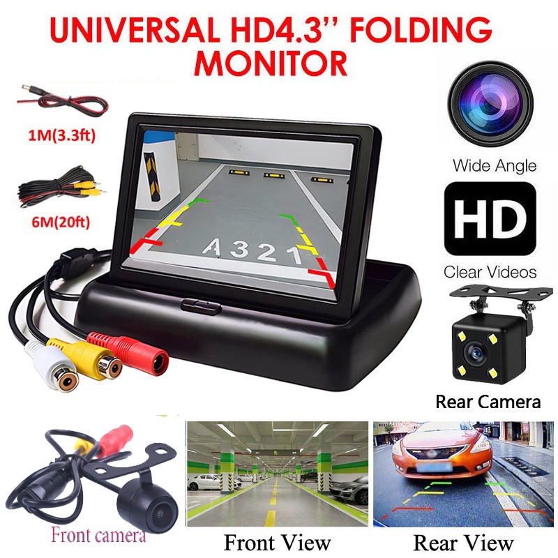 Màn Hình lcd 4.3 inch tft Có Thể Gấp Gọn Tiện Dụng Hỗ Trợ Đỗ Xe Ban Đêm