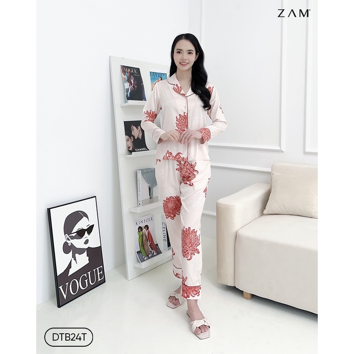 BỘ SHE BY ZAM - DTB24T - BỘ DÀY TAY QUẦN DÀI CÚC VẠN THỌ