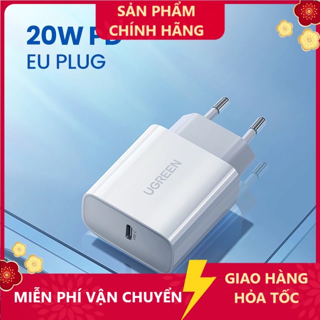 Cốc sạc nhanh PD 20W UGREEN CD137 Type-C | Củ cáp sạc UGREEN60449 60450 cho  / Samsung / Xiaomi / Oppo / Vivo TTSHOP720