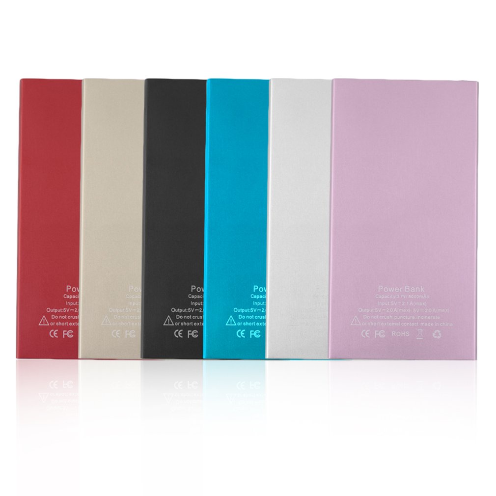 Portable 8000mAh External Battery Power Bank with USB Type C Quick Charge.