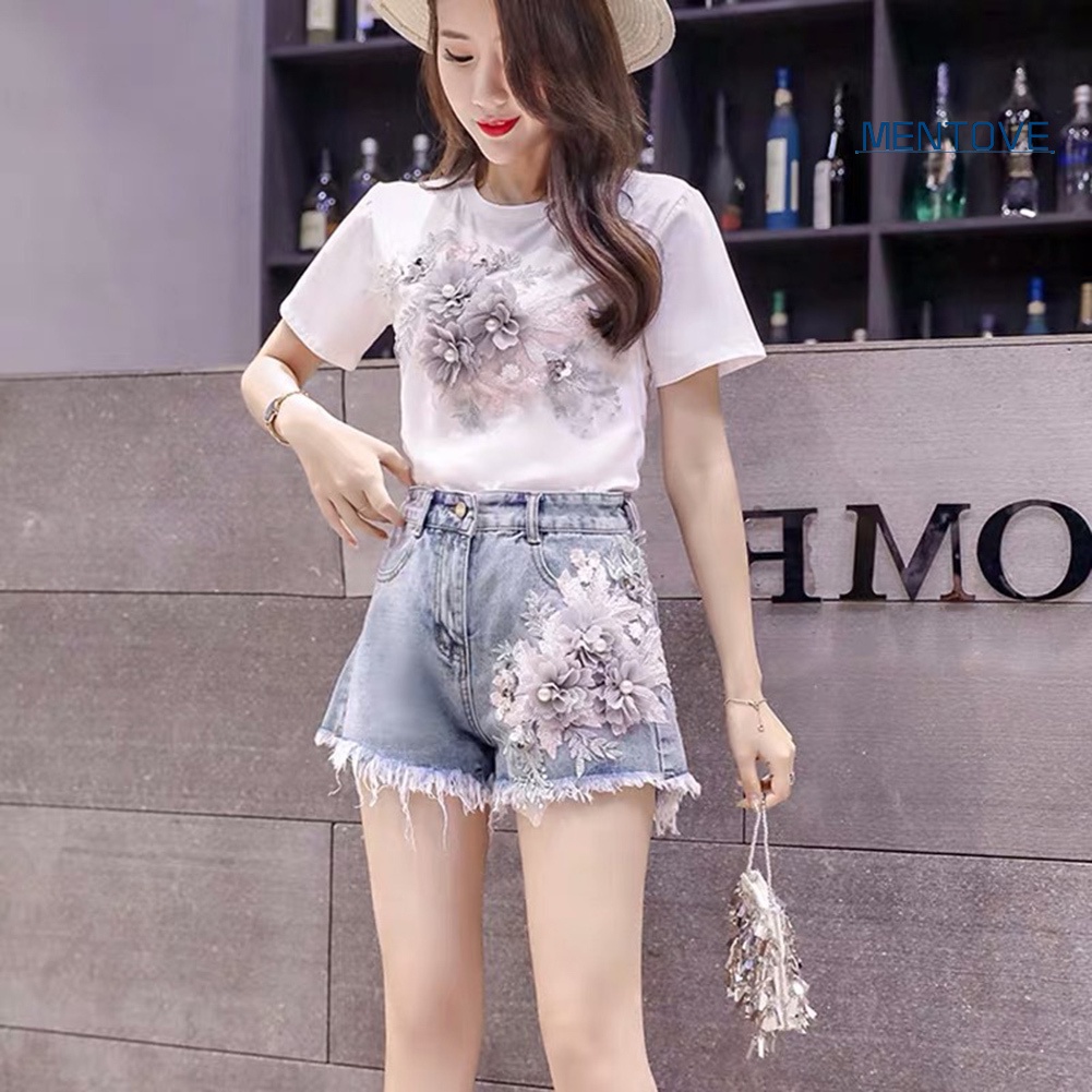 Miếng Dán Thêu Ren Hoa Đính Hạt Thủ Công Trang Trí Quần Áo Thun