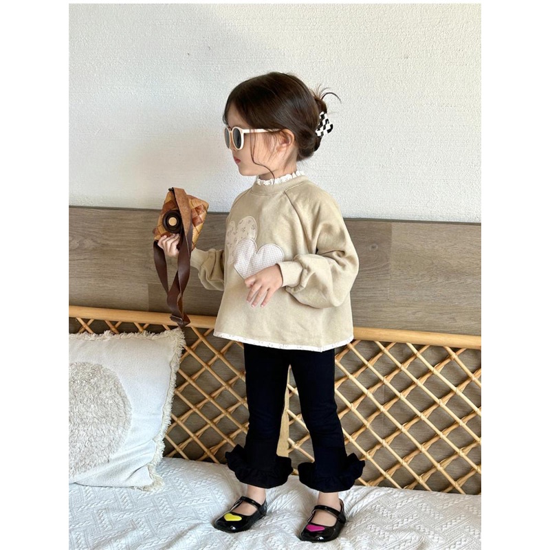 Áo Khoác sweater Phối Ren Thêu Họa Tiết Trái Tim Xinh Xắn Cho Bé Gái 2023