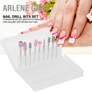 Arlene Giay Bộ 9 mũi khoan móng tay Emery dụng cụ đánh bóng Đầu mài cho máy