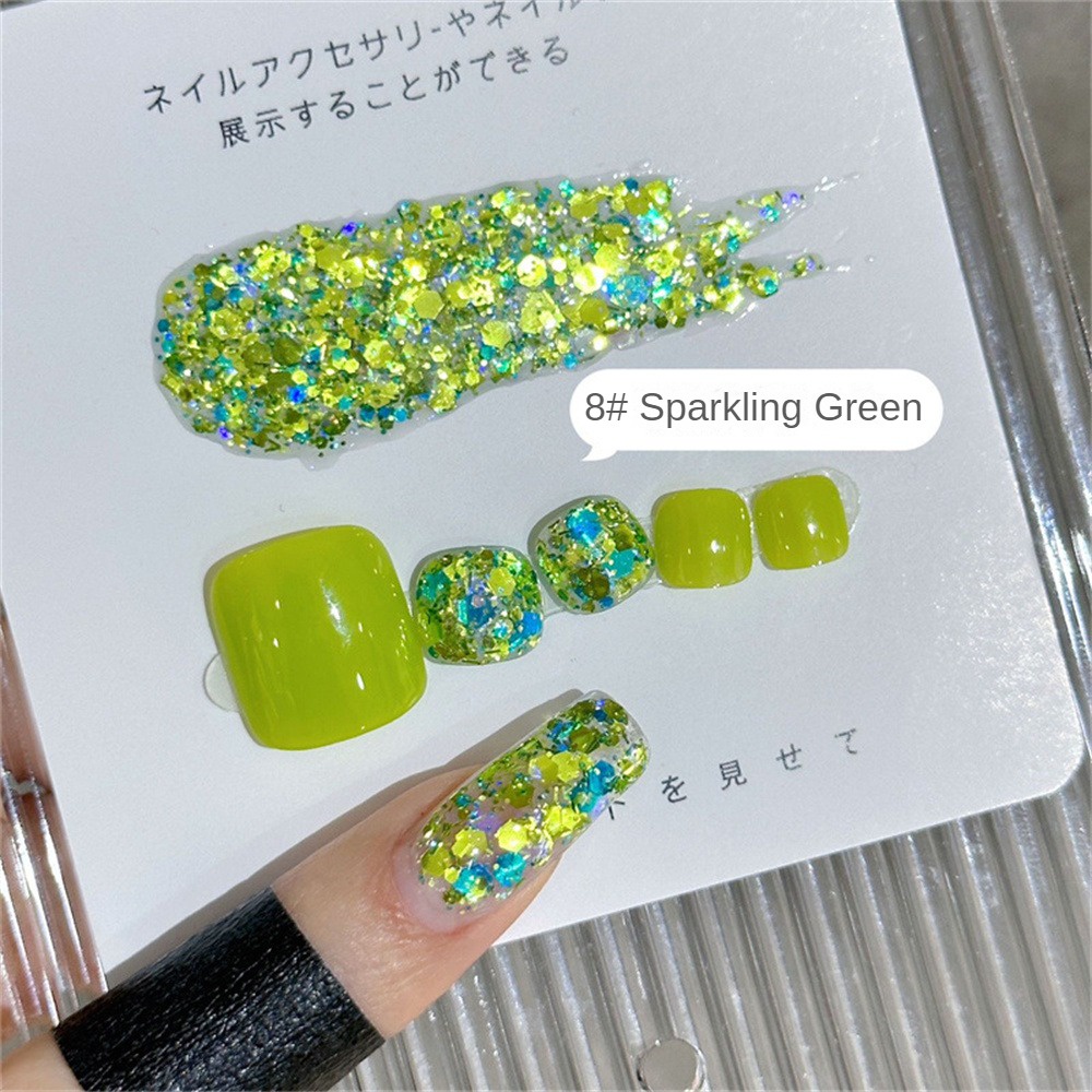 Móng Tay Nghệ Thuật Flash Vàng Bạc Flash Lớn Đầm Keo Dán Móng Tay Cửa Hàng Mặc Sơn Móng Tay Keo Laser Kim Cương Vỡ Keo Qusl