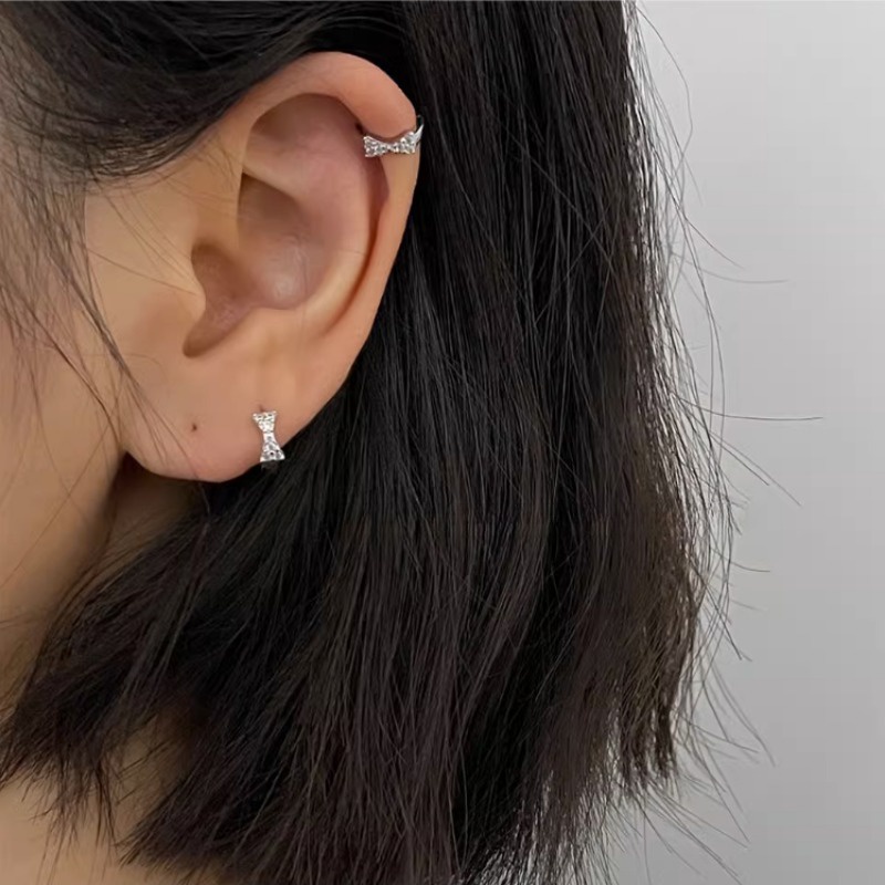 Bông Tai Mạ Bạc 925 Hình Tròn Đính Đá Thời Trang Dành Cho Nữ