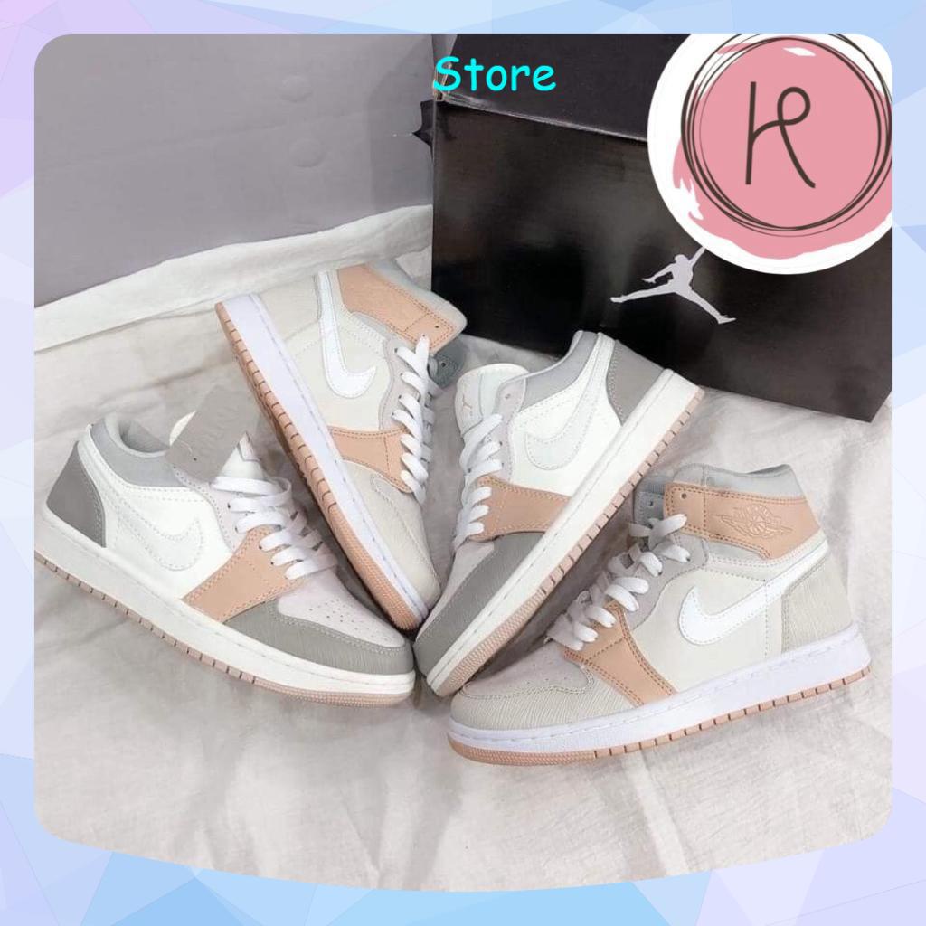{FREESHIP} Giày thể thao Jordan milan cổ thấp cổ cao, sneaker JD 1 hight màu hồng đất