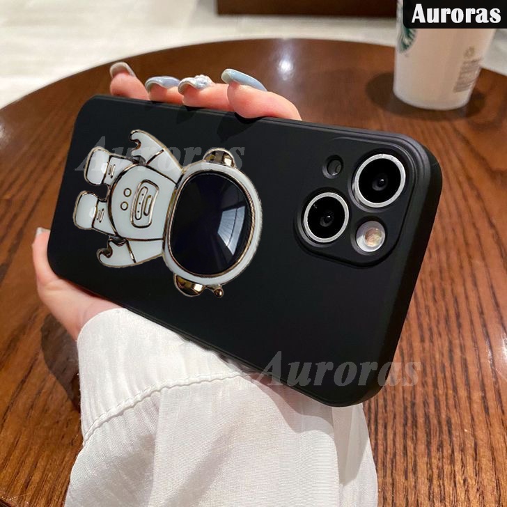 Ôp Điện Thoại Silicon Dẻo Họa Tiết Phi Hành Gia + Giá Đỡ Nhẫn Cho vivo y17s y27 vivo y17s Ốp