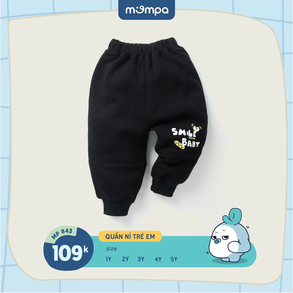 Quần dài Mompa nỉ lông cho bé trai bé gái