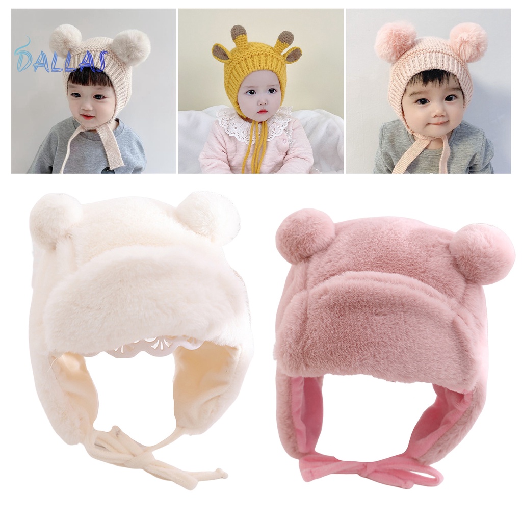 Mũ Trùm Đầu Màu Trơn Chống Gió Giữ Ấm Mùa Đông Dành Cho Trẻ Sơ Sinh