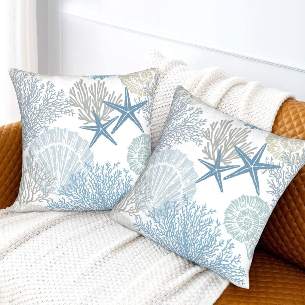 FASHYUNER Bộ 2 Vỏ Gối sofa Vải Lanh Hình Vuông Kích Thước 18x18 inch Có Thể Giặt Được