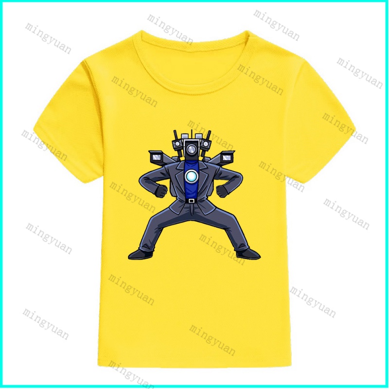 Mingyuan titan Áo Thun Tay Ngắn Dáng Rộng In Hình Máy Ảnh Người Đàn Ông skibidi toilet dan membuatnya menari Giản Dị Cho Thanh Thiếu Niên