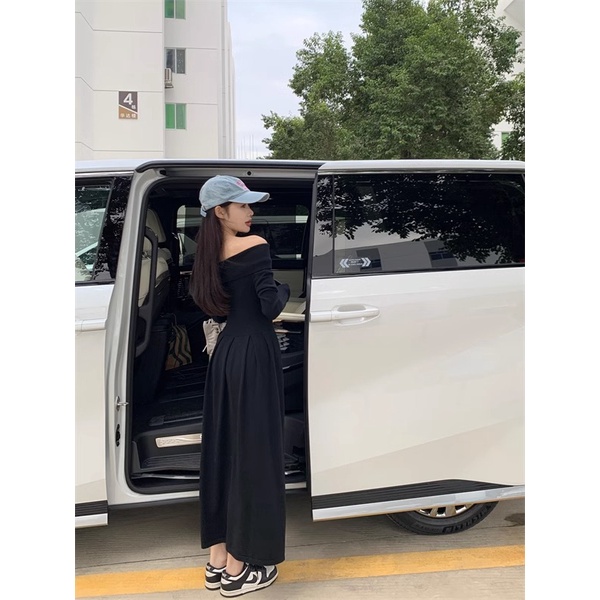 Váy Dệt Kim Hở Vai Dáng Ôm Phong Cách Hàn Quốc Thời Trang Mùa Thu Cho Nữ 2023