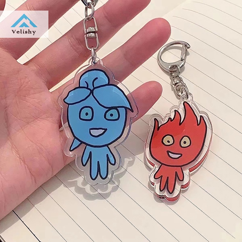 Velishy Móc Khóa Hình Cậu Bé Và Cô Gái Bằng acrylic Dễ Thương