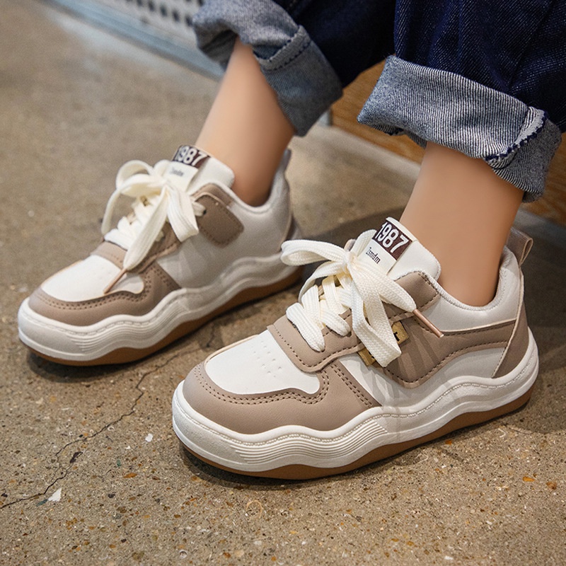 Giày Da Đế Bằng Cột Dây Thời Trang Cho Học Sinh