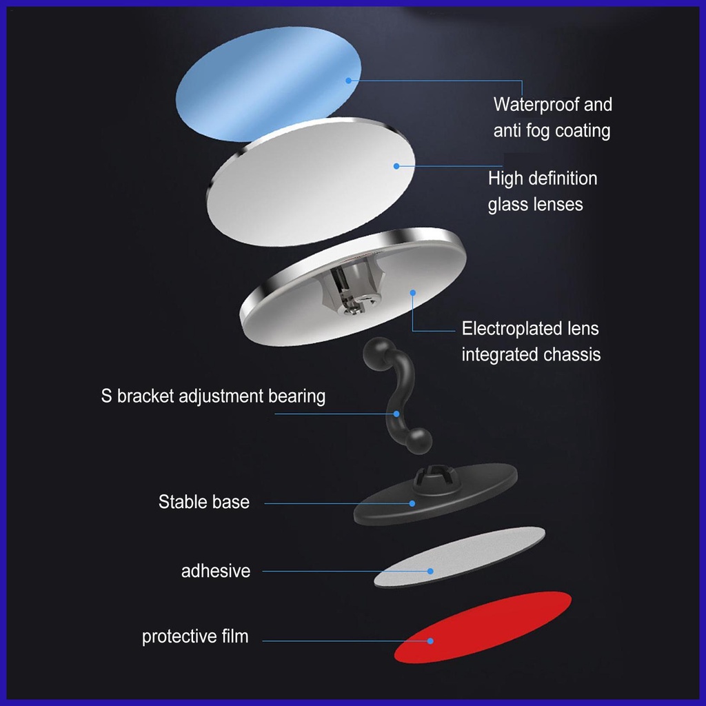 Gương Chiếu Hậu Góc Rộng Xoay 360 Độ hd Chống Thấm Nước Cho Xe Hơi