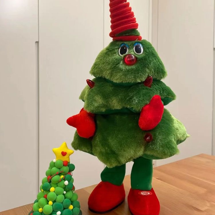 Panda~Đồ chơi nhồi bông Cây thông Noel ngộ nghĩnh + ca hát và nhảy múa Giáng sinh búp bê quà tặng ngày lễ trang trí Đồ chơi mô phỏng quà sinh nhật 0306