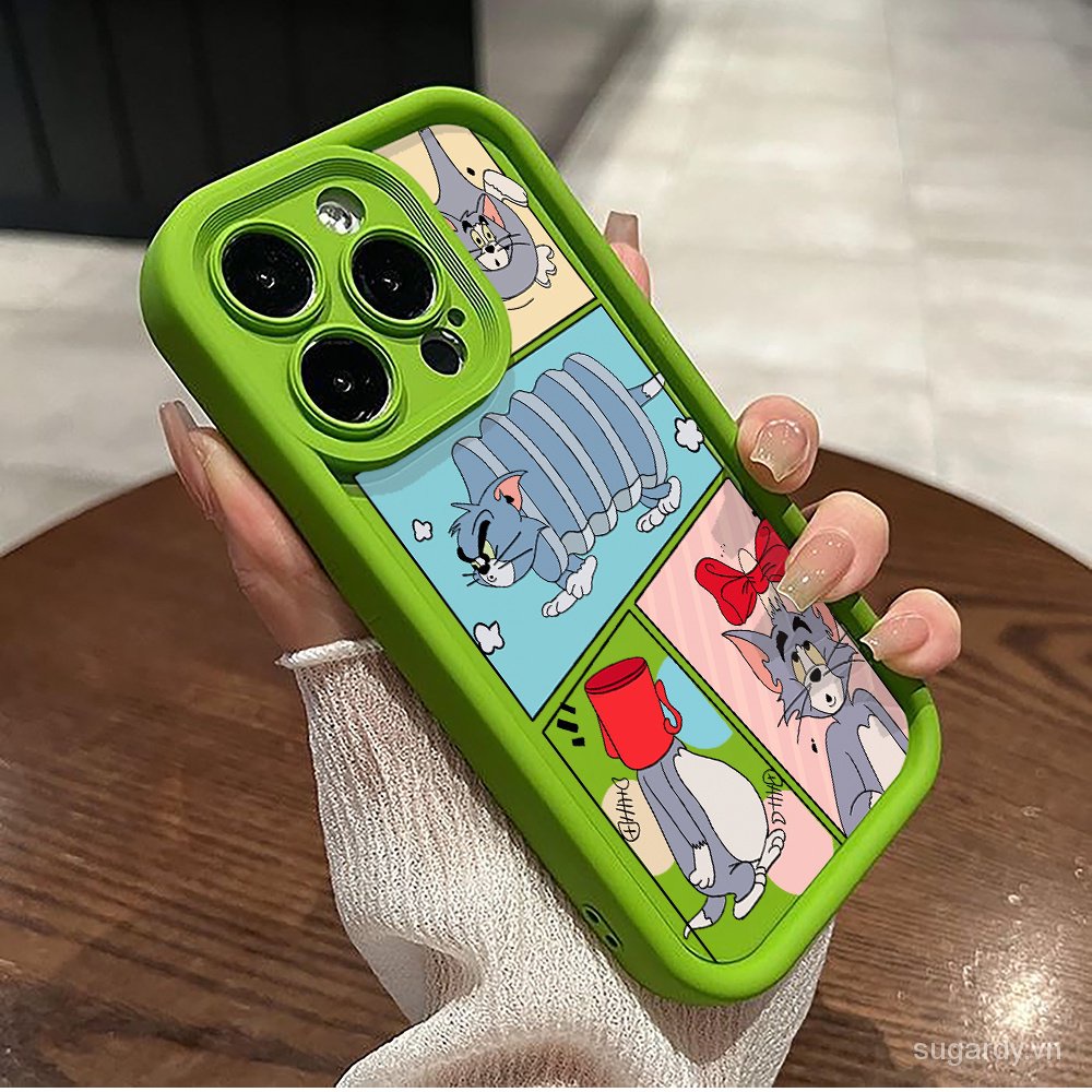 Ốp Điện Thoại Silicon Hình Mèo tom Cho iphone 15promax 15pro 15 14 13 12 11 pro max 14promax 13promax xr xsmax 7 8 plus 14plus 20zb