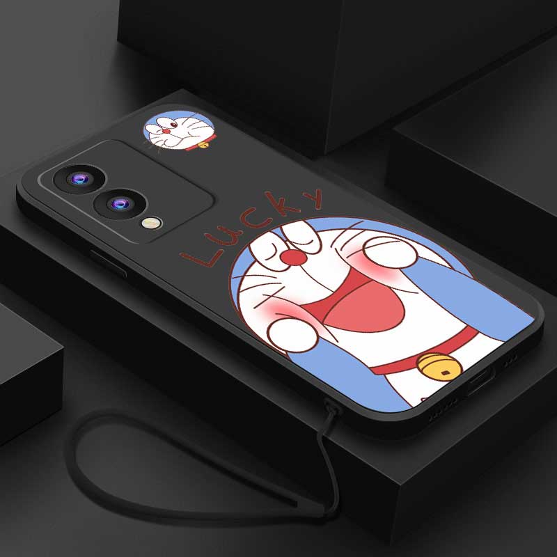 Ốp Điện Thoại silicon Dẻo Hình doraemon May Mắn Dễ Thương Cạnh Thẳng Cho vivo y17s