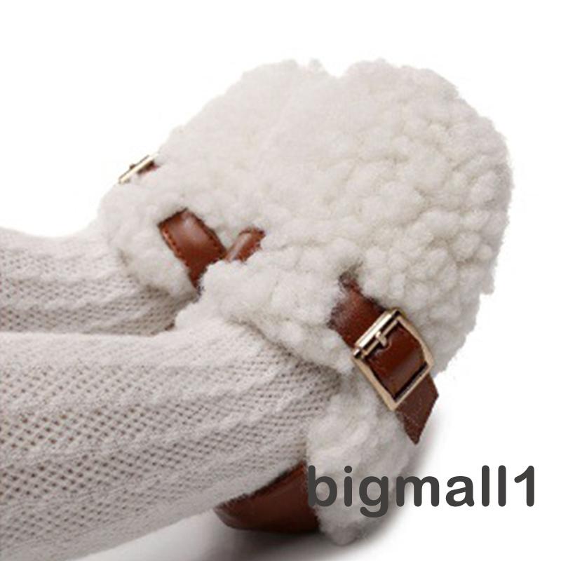 Bigmall Giày Lông Cừu Đế Mềm Chống Trượt Mùa Đông Cho Bé Gái