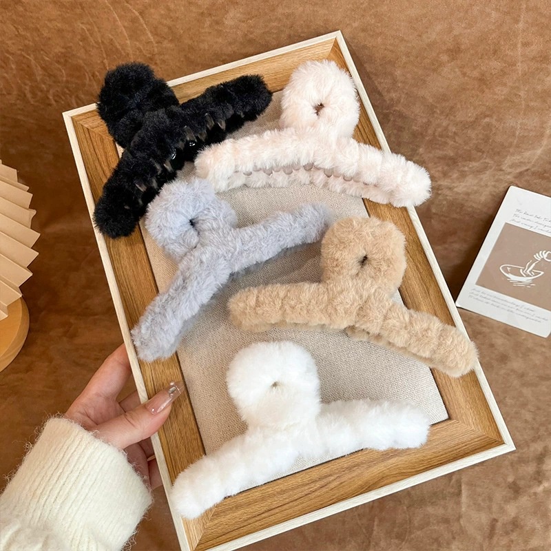 Kẹp Tóc Hình Cá Mập 13cm Phủ Lông Nhung Thời Trang Thu Đông