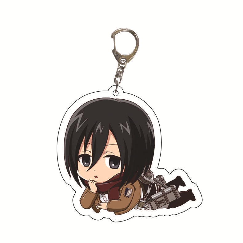 Móc Chìa Khóa Bằng acrylic Hình attack on titan prone eren mikasa armin Nhật Bản