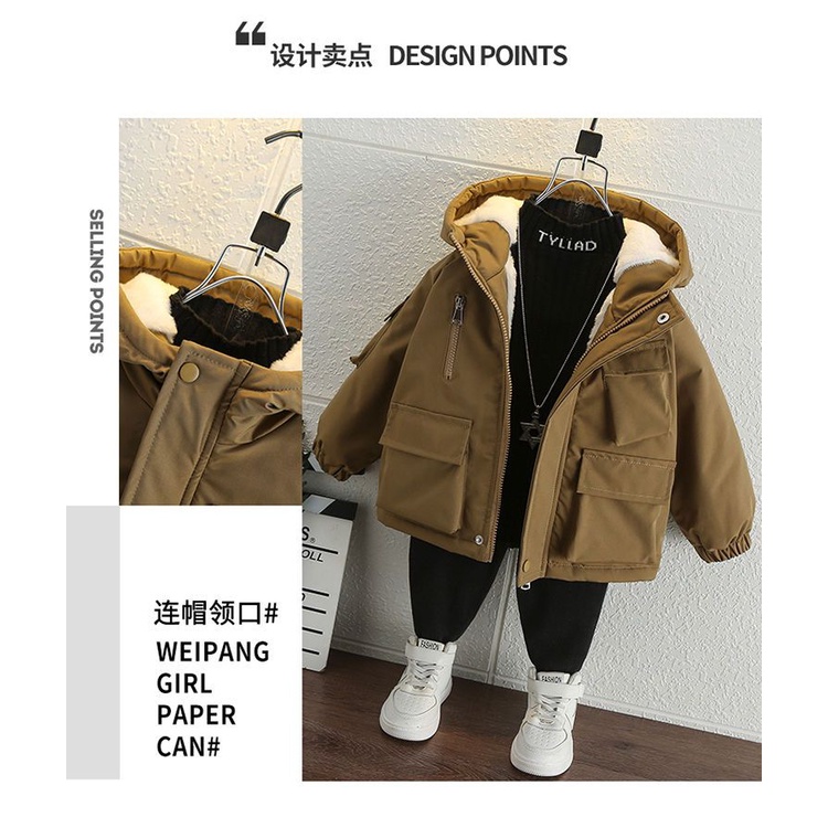 Áo Khoác cotton Lót Nhung Dày Dặn Giữ Ấm Mùa Đông Kiểu Mới 2023 Cho Bé Trai