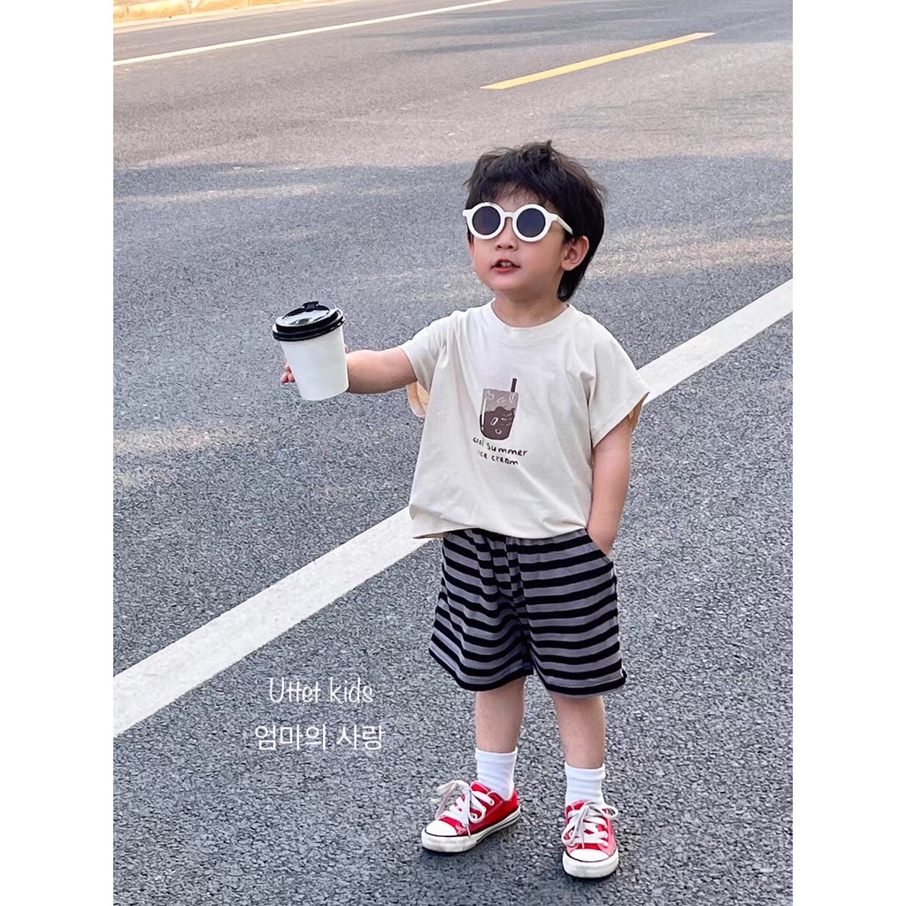 ÁO THUN TRÀ SỮA PHONG CÁCH HÀN QUỐC CHO BÉ GÁI VÀ BÉ TRAI 23095