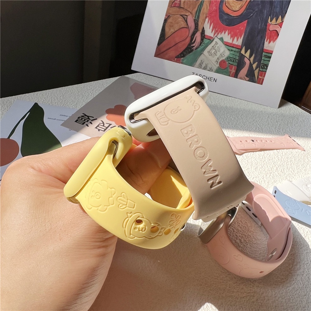 Hoạt Hình Dây Đeo Đồng Hồ 3d Hình Gấu brown / Thỏ cony Cho apple watch ultra 49mm s9 s8 series 7 se 6 5 4 3 2 1