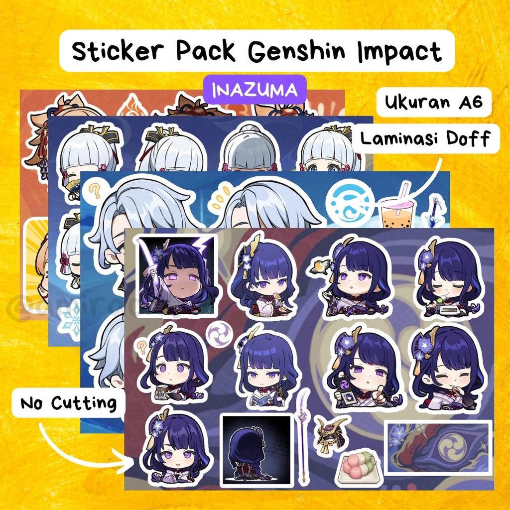 MINI STICKER PACK 🔔  Sticker Pack Genshin Impact A6 Vynil - Cắt Sẵn - Màng Cán Chống Nước - Keo Dán Sẵn