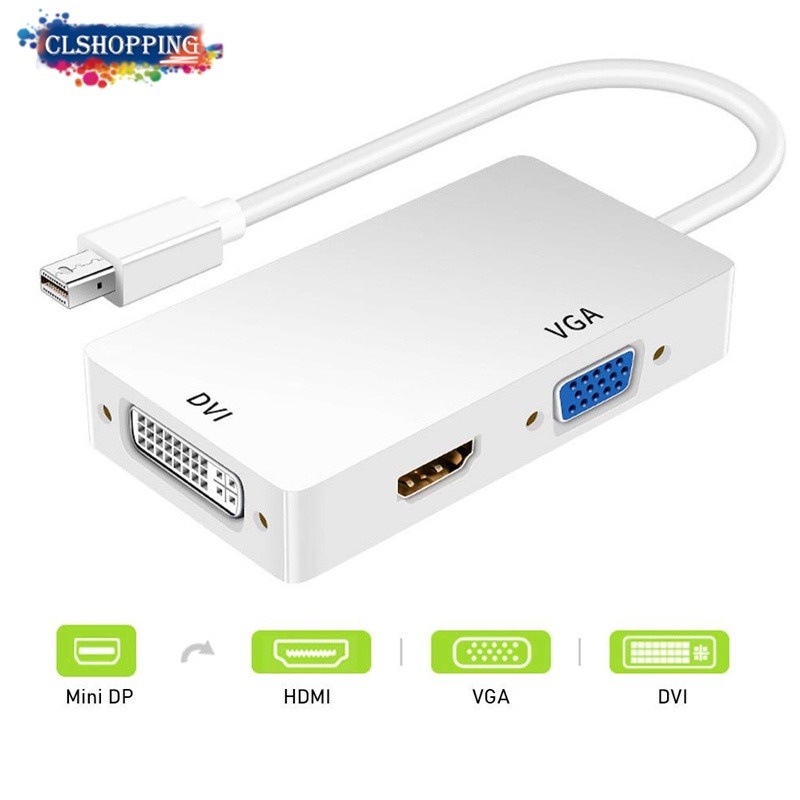 Đầu Chuyển Đổi 3 Trong 1 mini displayport Sang vga / dvi Cho apple macbook air Sấm Sét dp hdmi