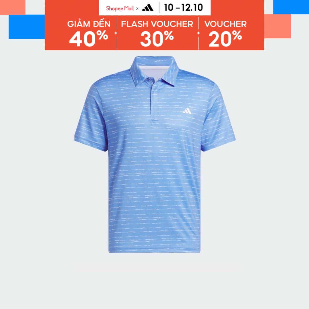 adidas Đánh gôn Áo Polo Golf Khóa Kéo Kẻ Sọc Nam Màu xanh da trời IC1348