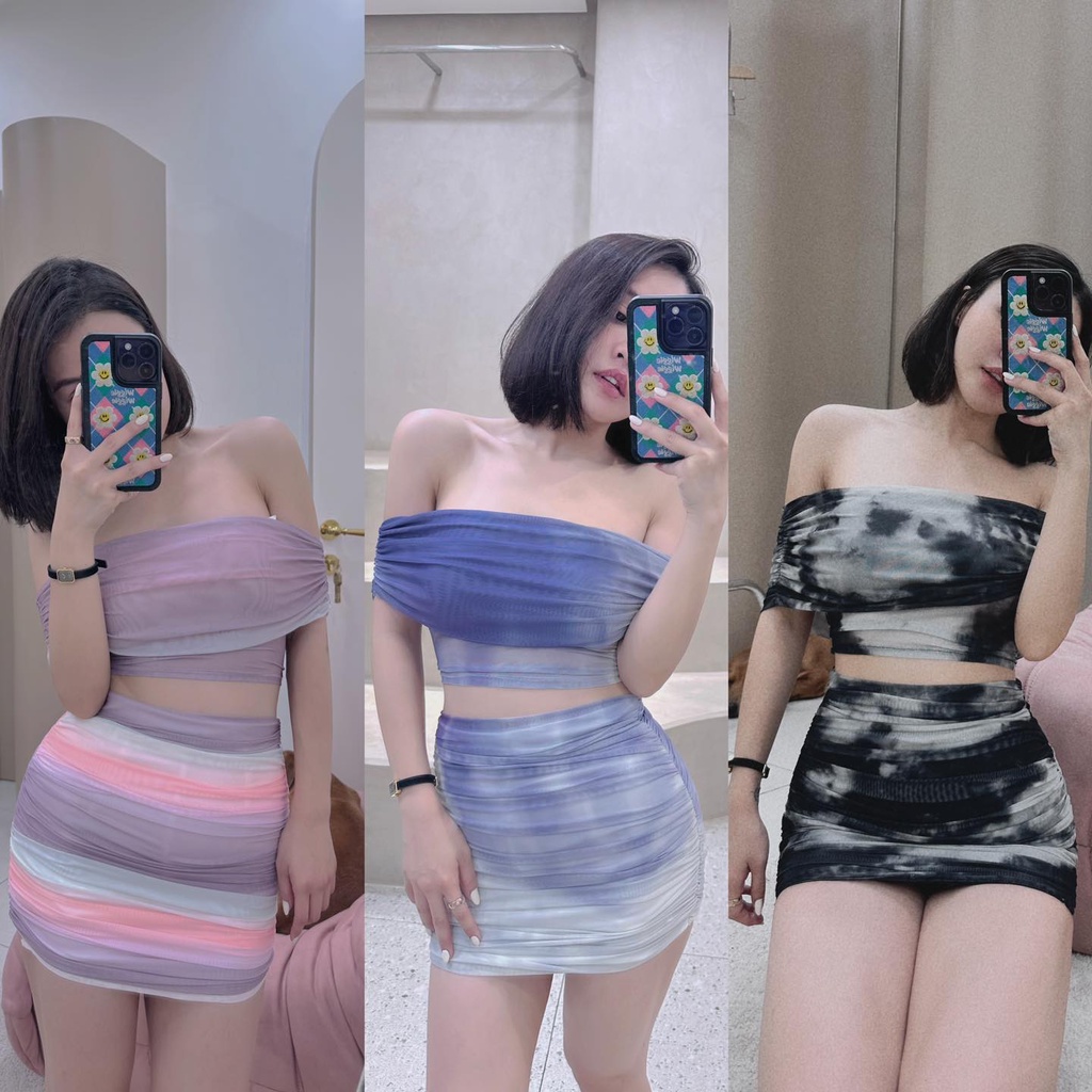 set lưới loang trễ vai lu