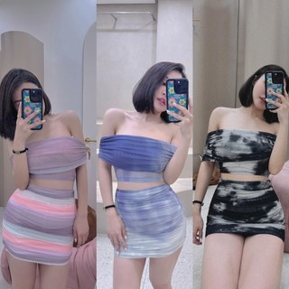 Set lưới loang trễ vai lu