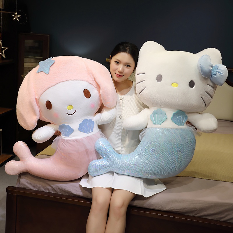 Thú Nhồi Bông gp41 65cm Hình sanrio Nàng Tiên Cá hello kitty kuromi melody Dễ Thương Trang Trí Nhà Cửa pg41