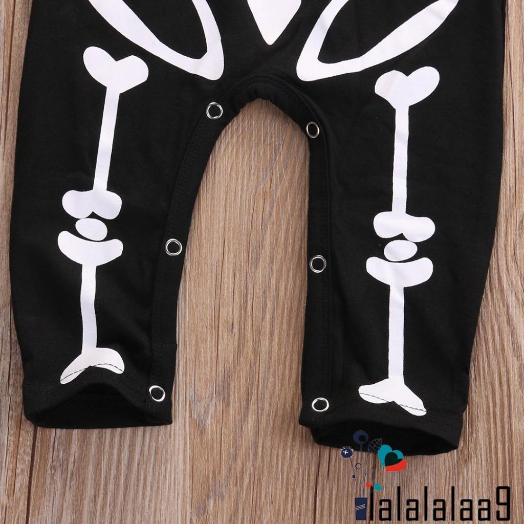 La-new Áo Liền Quần Tay Dài In Hình Đầu Lâu halloween Cho Bé Sơ Sinh 0-24 Tháng Tuổi