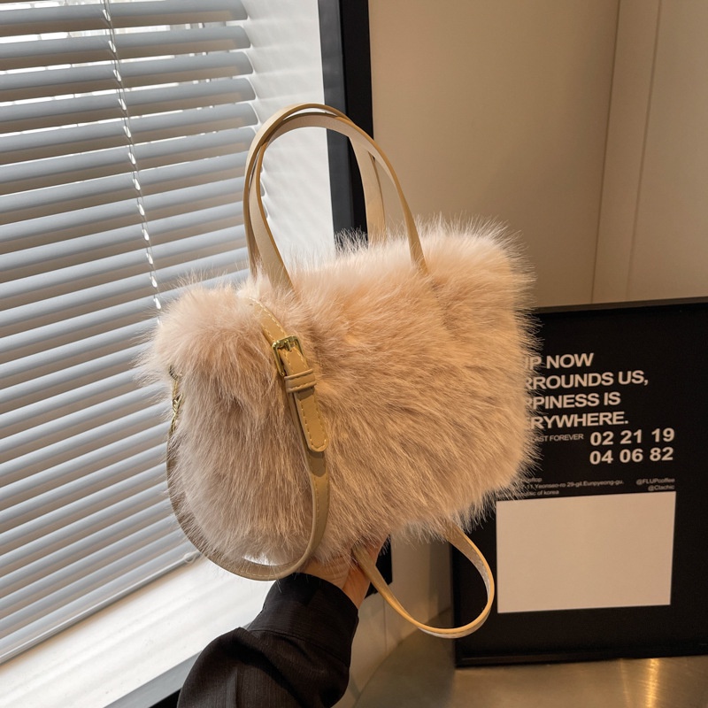 Túi tote Đeo Vai Mùa Thu Đông 2023 Bằng Vải Lông Dễ Thương Kết Cấu Rau Củ Quả