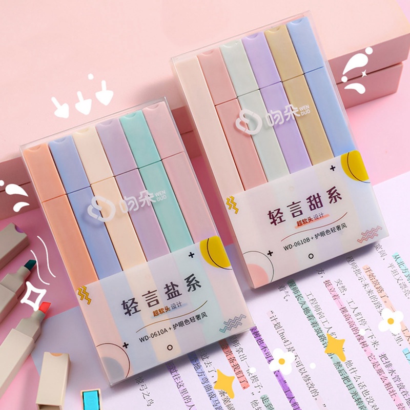 Set 6 Bút Đánh Dấu Nhiều Màu Sắc Xinh Xắn