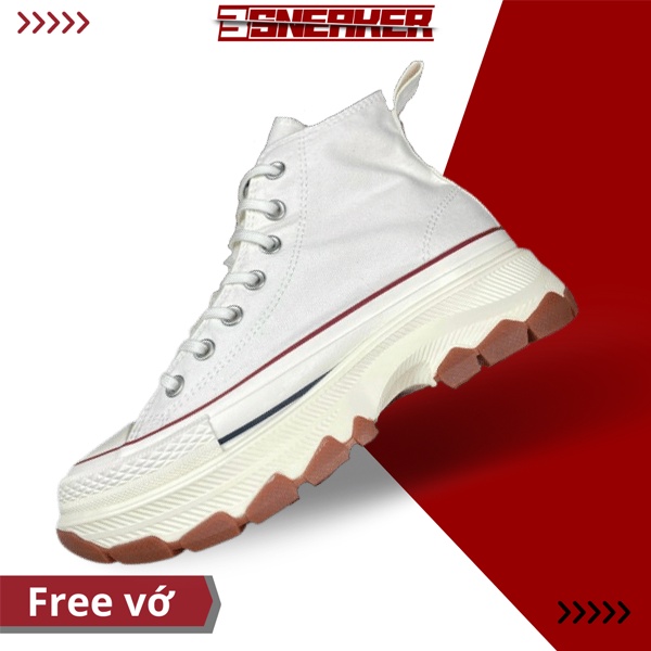 Giày CV 1970s All Star 100 Trekwave OX High Top White, CV Cổ Cao Kem Đế Giày -  Giày 3 Sneaker