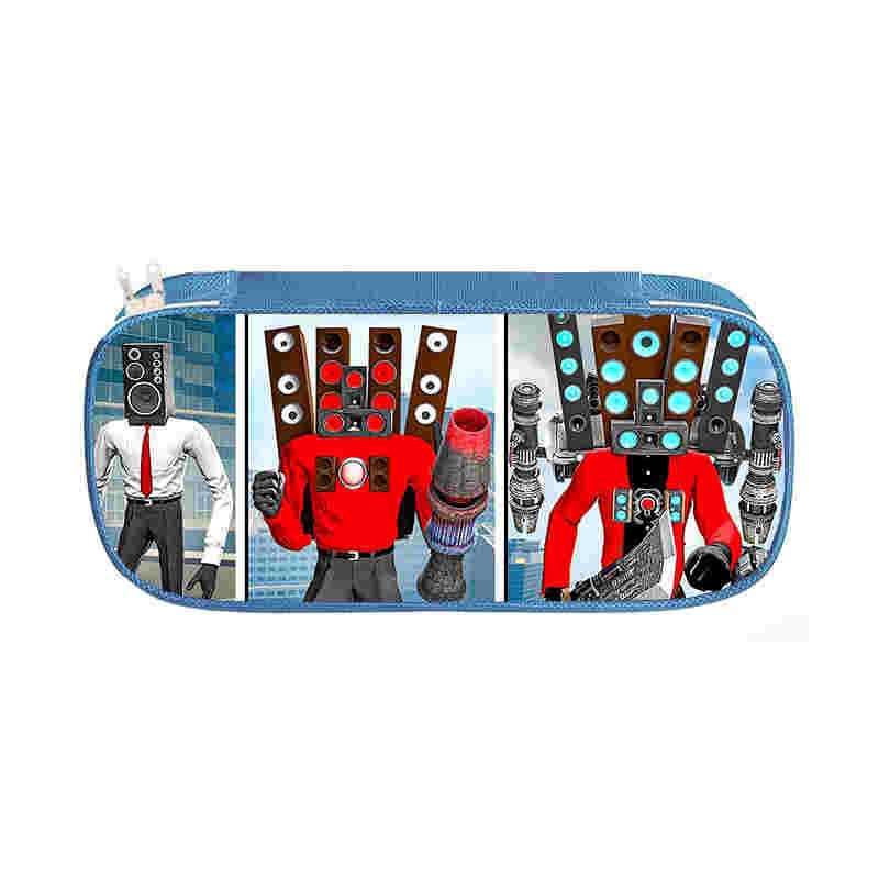 Hộp Đựng Bút Hình toilet ere1 skibidi Hoạt Hình Sức Chứa Lớn Màu Xanh Dương