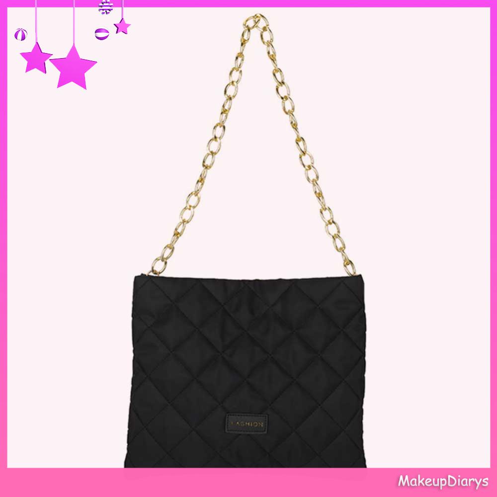 ★ Mỹ Phẩm Trang Điểm ★ Túi Xách Đeo Vai Màu Trơn Đính Kim Cương Lấp Lánh Cho Nữ